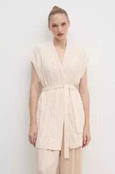 Жилет из смесового кашемира Twinset, бежевый