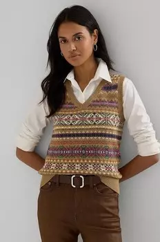 Жилет из смесового льна Lauren Ralph Lauren, мультиколор