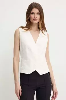 Жилет из смесового льна Luisa Spagnoli, бежевый