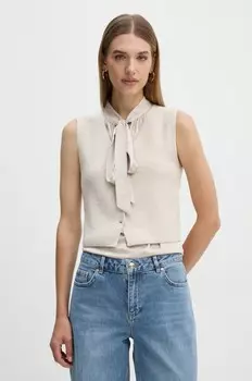 Жилет из смесовой шерсти Oui, бежевый