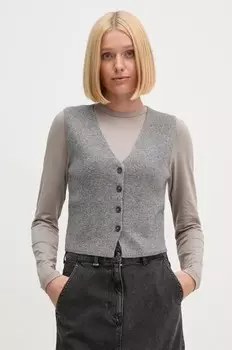 Жилет из смесовой шерсти Oui, серый