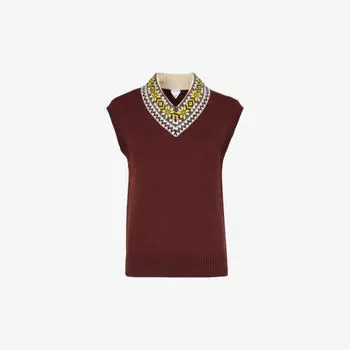 Жилет из смесовой шерсти с V-образным вырезом Bottega Veneta, цвет merlot
