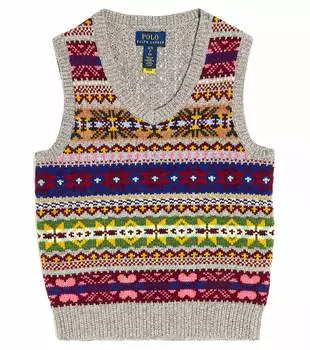 Жилет из смесовой шерсти с жаккардовым узором Polo Ralph Lauren Kids, мультиколор