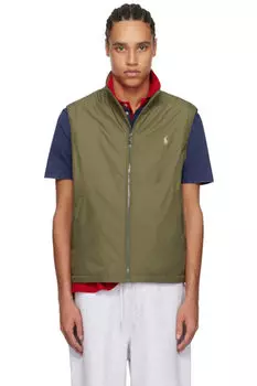 Жилет из тафты цвета хаки, складываемый в сложенном виде Polo Ralph Lauren