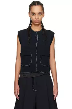 Жилет из темно-синего мериносового шерстяного трикотажа Cordera