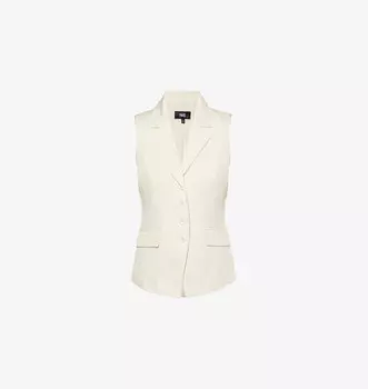 Жилет из ткани «Паломина» с заостренными лацканами Paige, белый