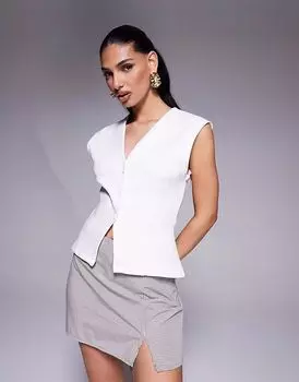 Жилет из ткани понте премиум-класса ASOS DESIGN цвета слоновой кости
