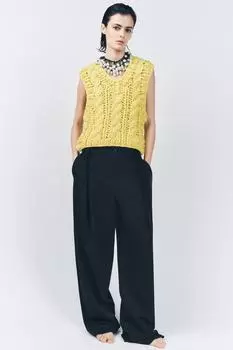 Жилет из толстой трикотажной платья ZARA, желтый