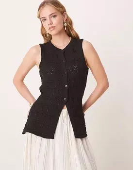 Жилет из трикотажного кружева ASOS DESIGN черного цвета