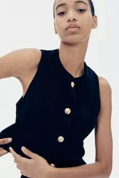 Жилет из трикотажного полотна букле H&M, черный