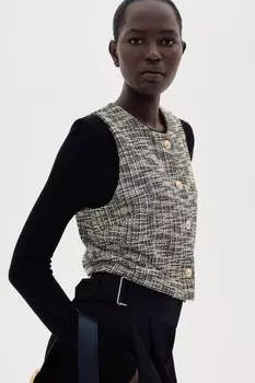 Жилет из трикотажного полотна букле H&M, черный