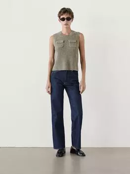Жилет из трикотажного полотна с карманами Massimo Dutti, зеленый