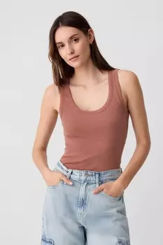 Жилет из трикотажного полотна в рубчик Gap, коричневый