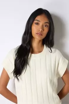 Жилет из трикотажного полотна в рубчик Ro&Zo, бежевый