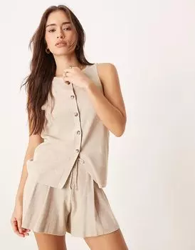 Жилет из трикотажной льняной смеси ASOS DESIGN цвета экрю
