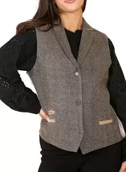 Жилет из твида с узором «ёлочка» TruClothing, коричневый