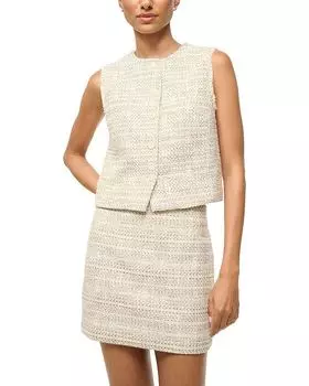 Жилет из твида «Вероника» STAUD, слоновая кость/кремовый