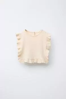 Жилет из вафельной вязки ZARA, экрю