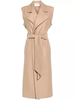 Жилет из вирджинской шерсти с поясом Harris Wharf London, бежевый