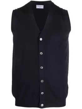 Жилет из вирджинской шерсти с высоким воротником Fedeli, синий