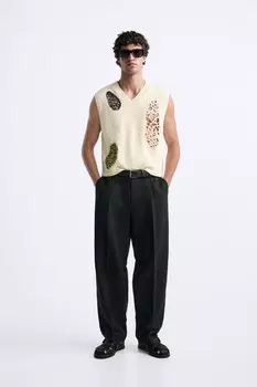 Жилет из жаккардового крючка ZARA, экрю