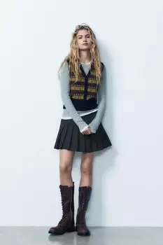 Жилет из жаккардовой трикотажной платья ZARA, разноцветный