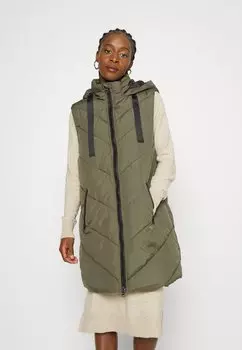 Жилет JDY стеганый длинный, зеленый