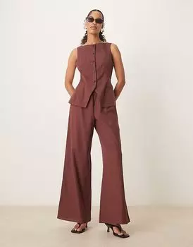 Жилет-комбинезон на пуговицах ASOS DESIGN шоколадного цвета