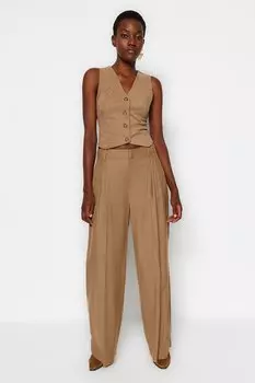 Жилет - Коричневый - Базовый Trendyol, коричневый