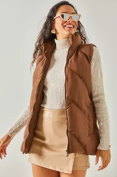 Жилет - Коричневый - Пуховик Olalook