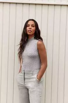 Жилет косичкой с водолазкой Next, серый