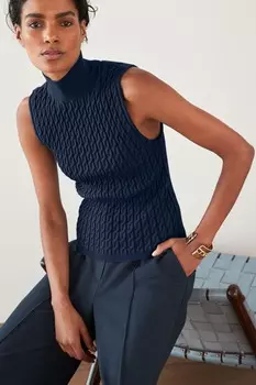 Жилет косичкой с водолазкой Next, синий