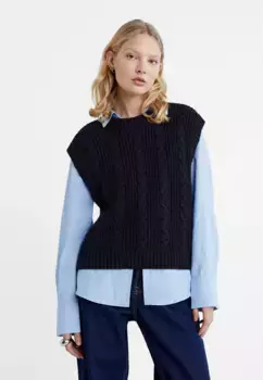 Жилет косой вязки Stradivarius, синий