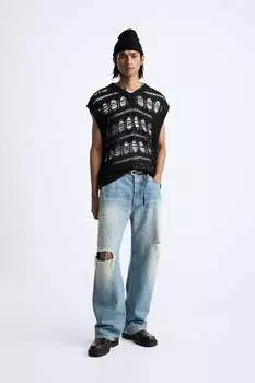 Жилет крючком ZARA, черный