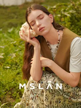 Жилет кружевной MSlan, коричневый