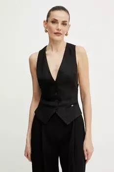 Жилет льняной Elisabetta Franchi, черный