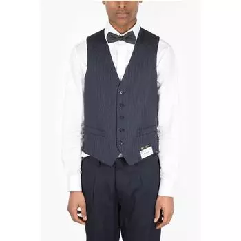 Жилет LEADER из натуральной шерсти в тонкую полоску Corneliani, Blue