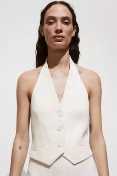 Жилет Lilo с завязкой на шее Mango, кремовый