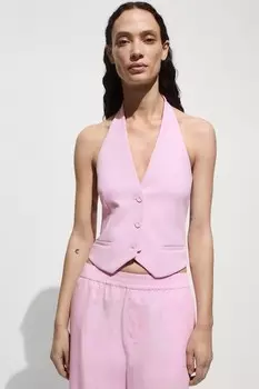 Жилет Lilo с завязкой на шее Mango, пастельно-розовый