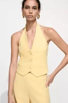 Жилет Lilo с завязкой на шее Mango, соломенно-желтый