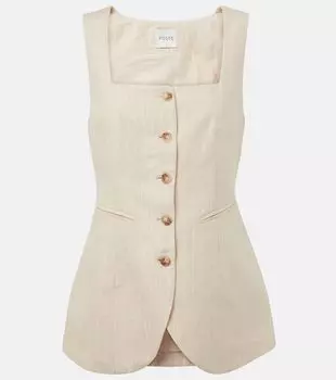 Жилет Lucille из льна в полоску Posse, Beige Pinstripe