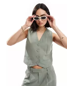 Жилет Mango Lightweight Co-ord, светло-зеленый