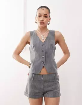 Жилет Motel Luno с пуговицами спереди, серый в тонкую полоску