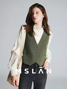 Жилет MSlan 23 с вышивкой, хаки / зеленый