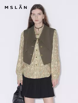 Жилет MSlan с большими лацканами, зеленый