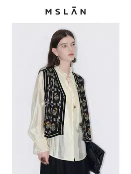 Жилет MSlan с цветочным принтом, черный