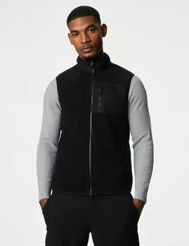 Жилет на молнии из переработанного флиса Marks & Spencer, черный