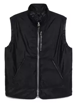 Жилет на молнии с кожаной отделкой TOM FORD, синий
