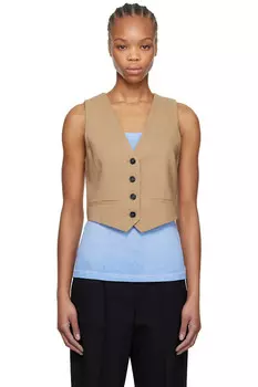 Жилет на пуговицах Msgm, бежевый