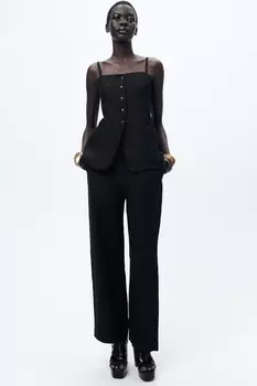Жилет на пуговицах ZARA, черный